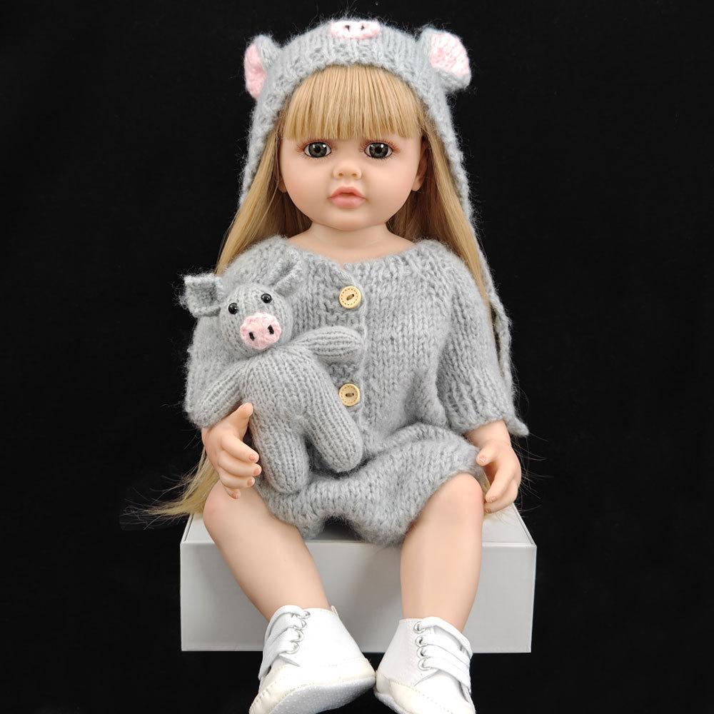 55 cm 22 zoll Lebensechte Reborn Baby Mädchen Puppe Weiche Silikon Lange Braune Haare Realistische Prinzessin Kleinkind Bebe Geburtstag Geschenk