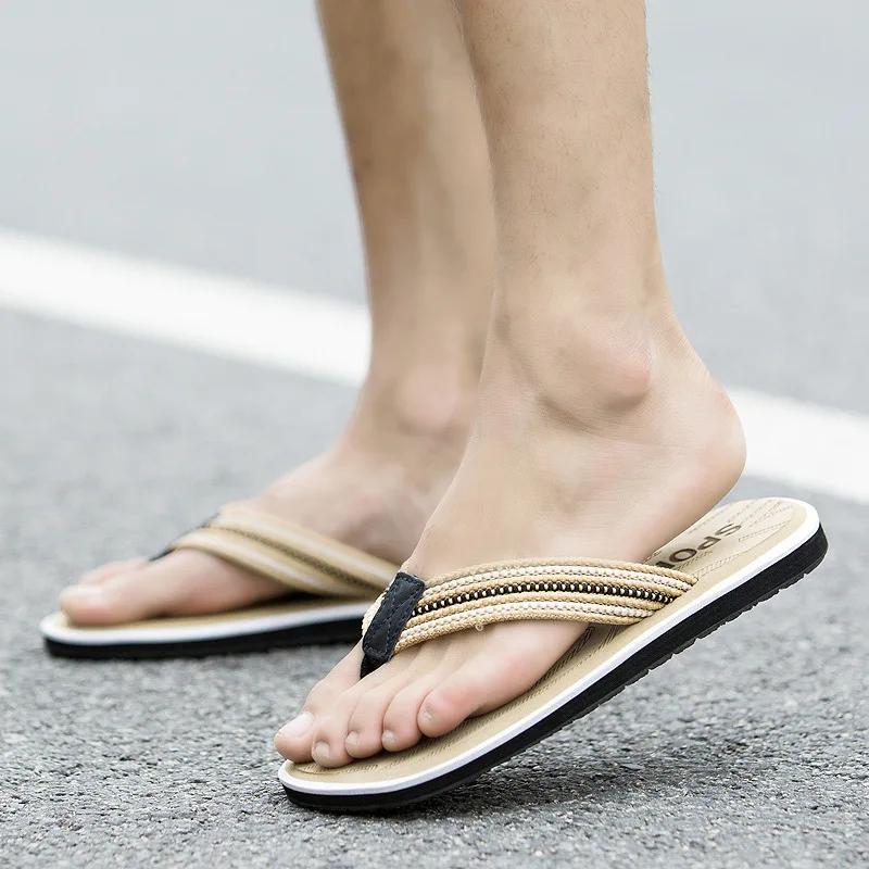 

Летние модные мужские шлепанцы, пляжные сандалии для мужчин, тапочки на плоской подошве, нескользящая обувь, мужские сандалии, большие размеры 40-45 11