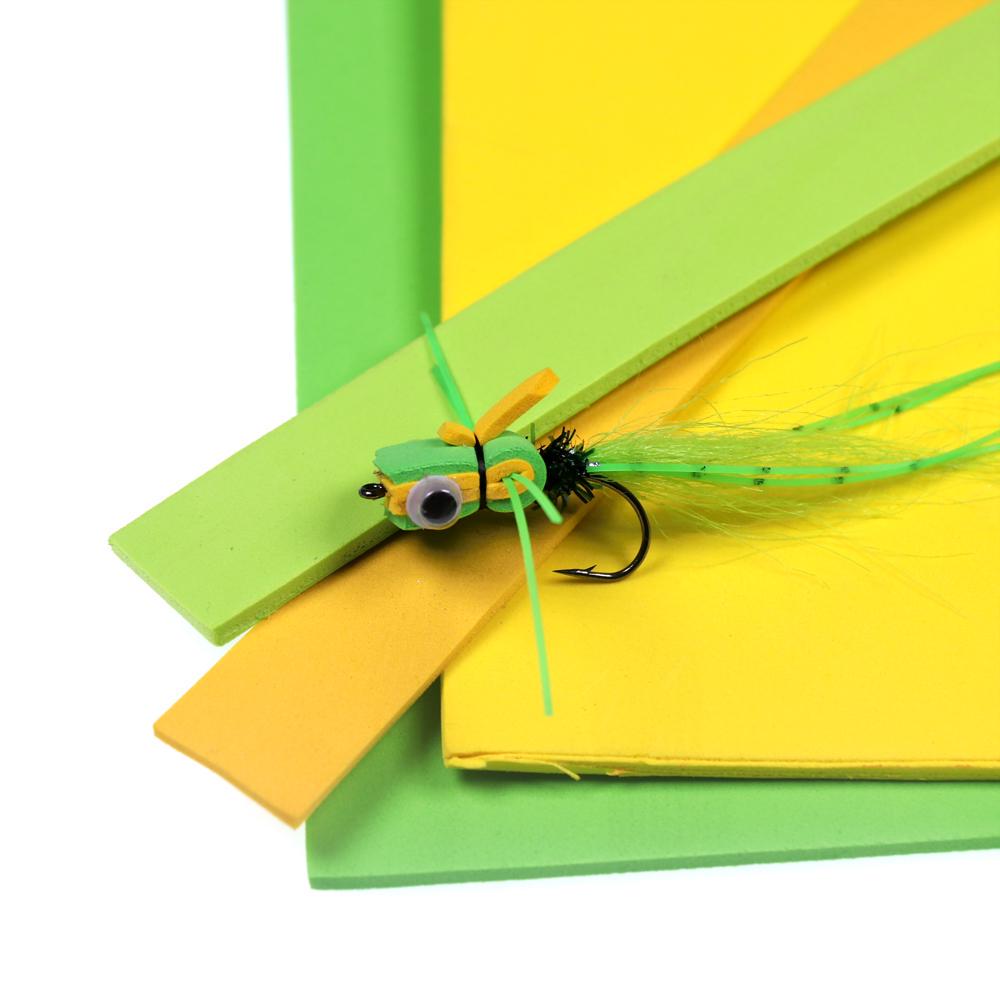 1ks 3mm vázací pěnová plachta na mušky Chartreuse zelená oranžová plovoucí násypka na suchou mušku popper vázací materiál na mušky 24X24cm