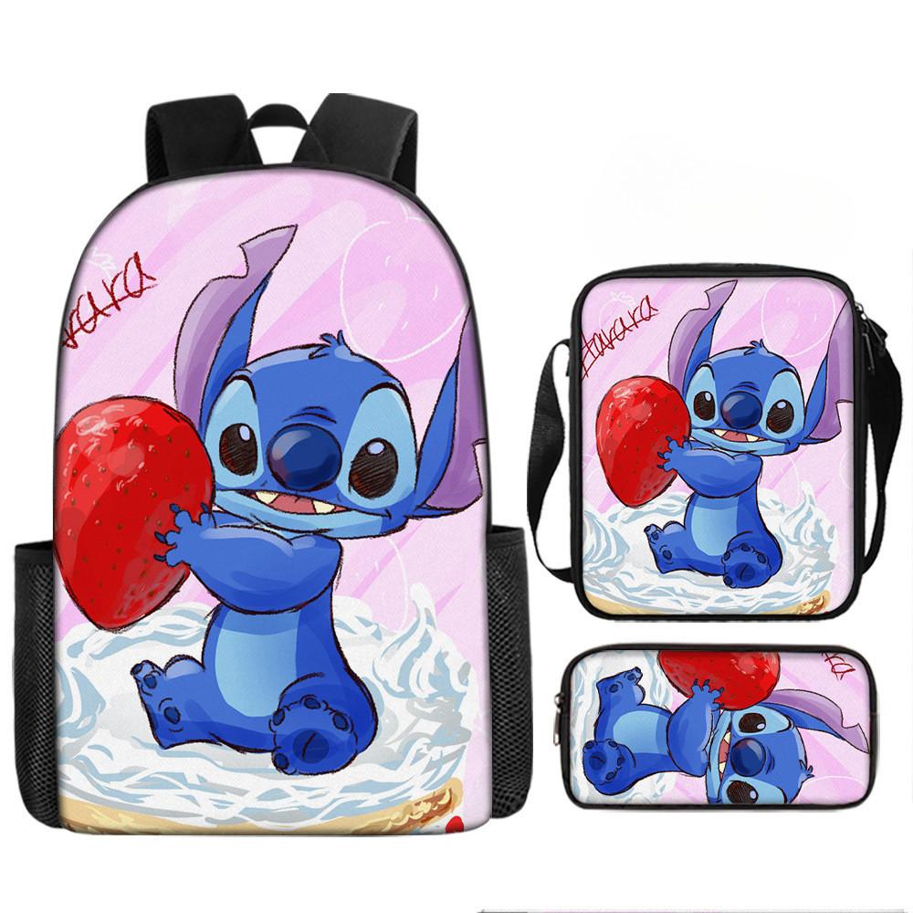 Disney Stitch School Backpack Oxford Cloth Lightweight Breathable Bookbag For Kids