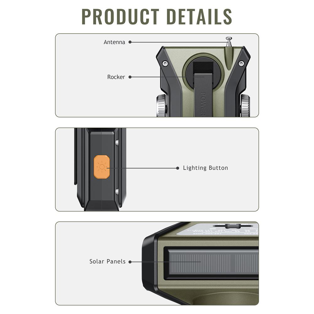 Radio cu energie solară în aer liber Multifuncțional cu manivelă Radio cu reîncărcare portabil Camping Drumeții