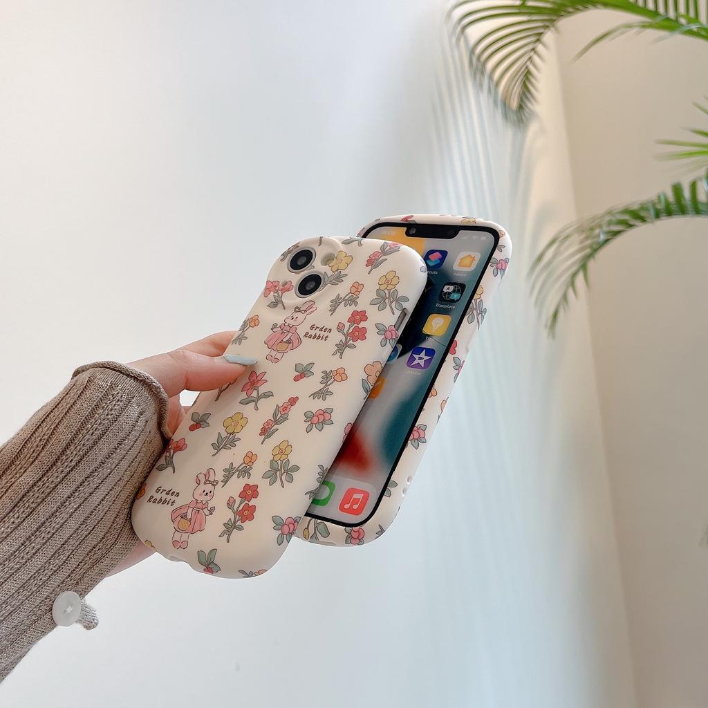 Floral Bunny Case for iPhone 17 Pro Max Apple 16 Phone Case 15/14 Soft Case Skin Feel Matte