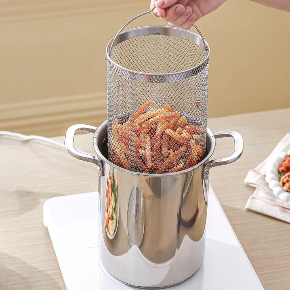 With Basket Tempura Fryer 304 Stainless Steel Oil Frying Pot Practical Stew Pot  Dormitory