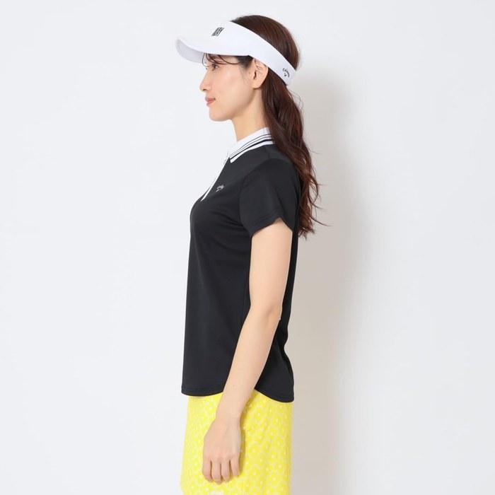 Callaway Polo Shirt C26134205 -3 C Cool, Sweat-Wicking, UV-Cut, Half-Zip Golf, Women's, Black, LL