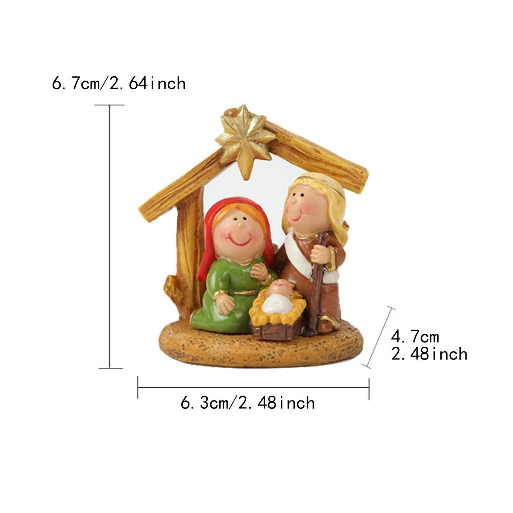 Resin Holy Family Figure Christmas Nativity Scene Figurine Religious Ornament Jesus Birth Sculptures Decoration