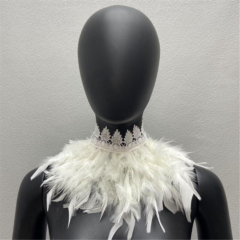 Colorful Real Feather Shawl Great for Halloween Cosplay Evening Party for Ladies Photography Capelet Adjustable Size