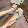 2024 New Women Shoes Fashion Thick Heel Square Toe Rhinestone Shallow Mouth Women Shoes Large Size 43 Women's Wedding Shoes
