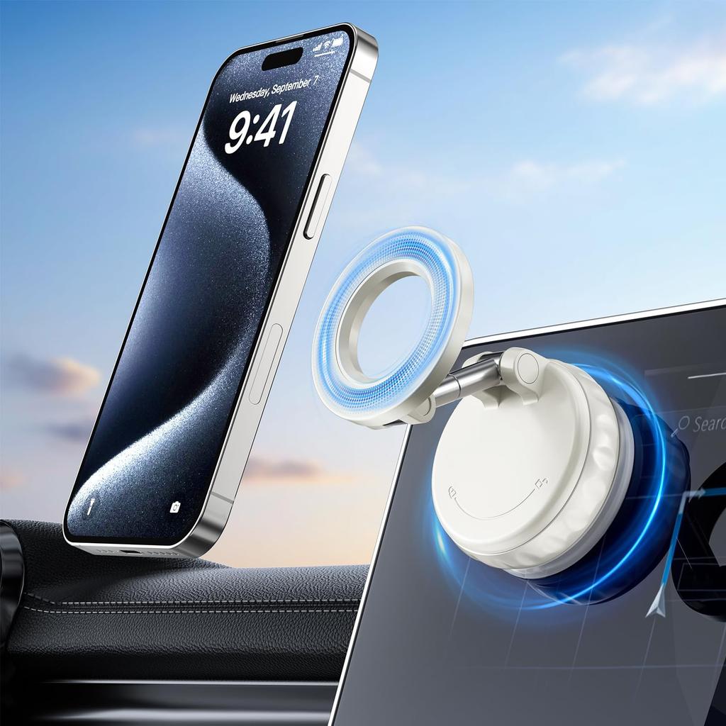 Magnetische Handyhalter mit Vakuumsaugfuß für Ihr Auto, 360° verstellbare Autohandyhalterung, Saugfuß-Autohandyhalterung