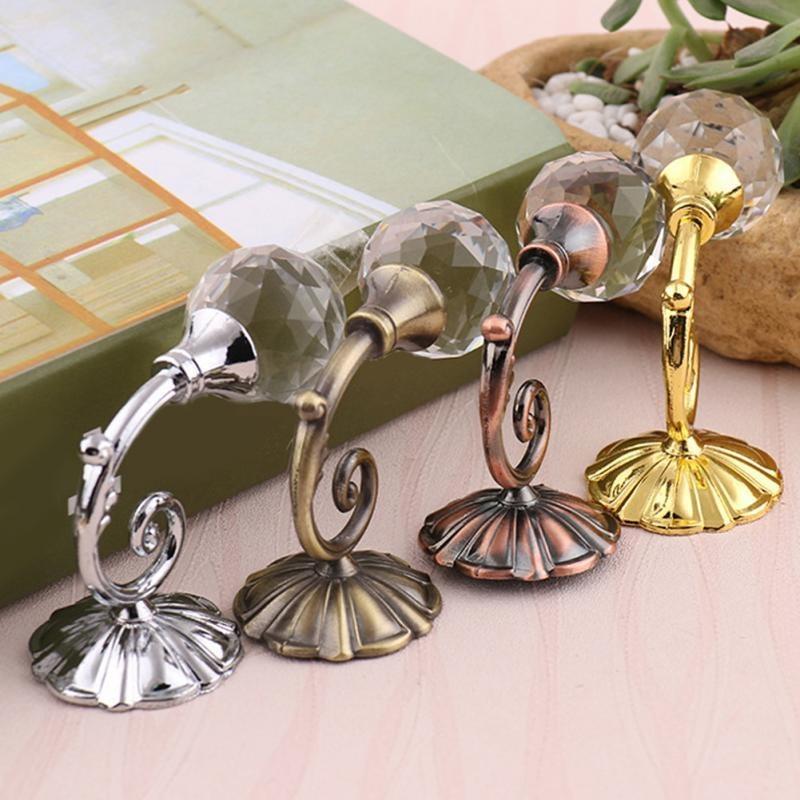 2pcs Metal Crystal Glass Curtain Holdback Wall Tie Back Hooks Hanger Holder Window Accessories