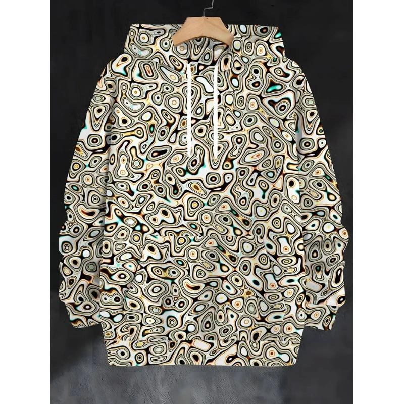 Autumn 3D Graffiti  Abstract Art Pattern Printed Hoodies Fashionable Casual Sports Long Sleeved Men's Hooded Sweatshirts