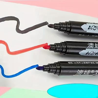 10pcs Waterproof Permanent Markers, Large Capacity Black Ink, Oil-Based, Ideal for Office & Marketing Use