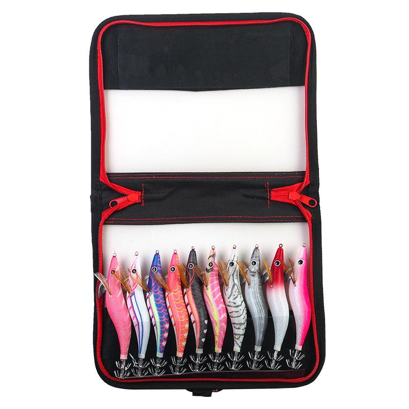 SQUID KING Luminous Wooden Shrimp Squid Hook - Sizes 2.5, 3.0, 3.5 with Rapid Current Lead Head & Rattle for Deep Water.