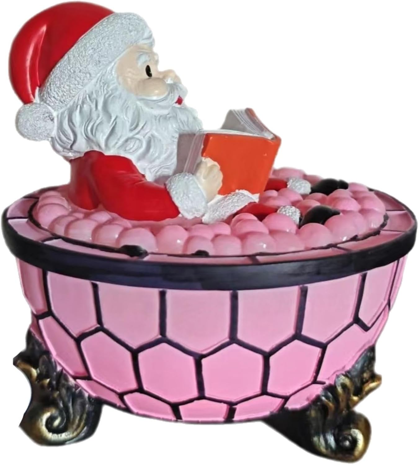Christmas Santa Reading Book LED Nightlight Resin Bubble Bath desktop Decoration Indoor Festives Centerpieces Ornament