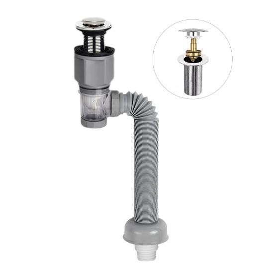 Набір зливного отвору для раковини у ванній кімнаті з гнучким розширюваним сифоном P-подібним сифоном, що захищає від протікання, запобігає запаху. Простота встановлення. Набір гнучких зливних труб для раковини