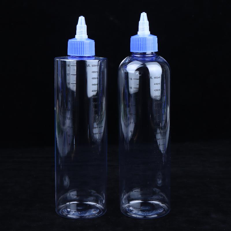 1Pc 30-500Ml Clear Pet Graduated Bottles Twist Cap Refillable Liquid Sample Container Inks Oils Arts Hair Dye Water Bottle