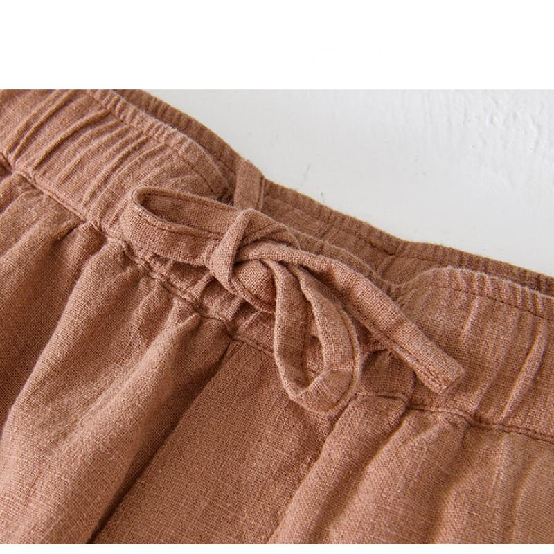 Summer Fashion Men's Shorts Youth Beach Baggy Short Pants Casual Solid Color Thin Cotton Linen Elastic Waist Shorts Breathable