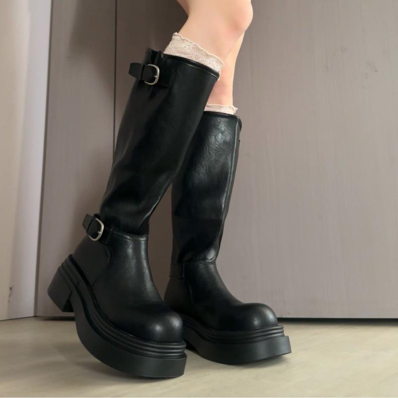 Star Same Style~ Long Boots for Women But Over the Knee 2025 Autumn New Versatile Boots Splicing Knight Boots Stacking Boots