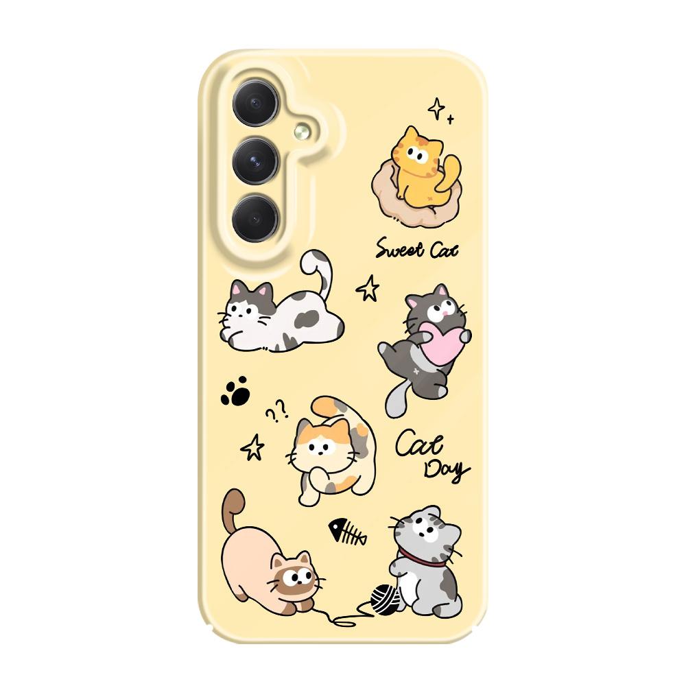 

Happy Cat Phone Case For Samsung Galaxy A54 A34 A24 A14 A04 A73 A53 A33 A23 A13 A72 A52 A32 4G 5G Film Hard Cover Samsung A13 4G