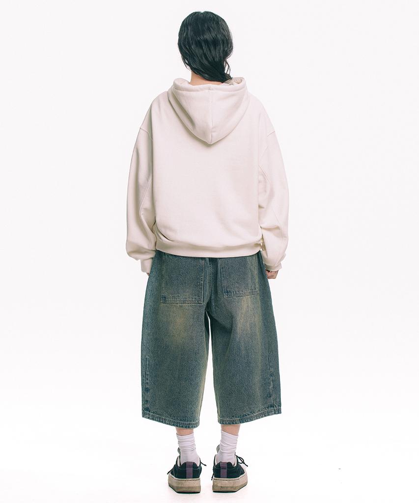 MOO Straight-Line Length Bermuda Denim Pants - Sand Blue
