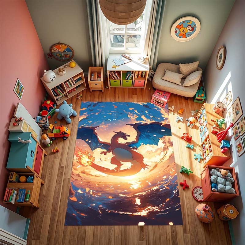

Ковры с 3D-печатью огнедышащего дракона, игровые коврики для спальни, коврики под диван для гостиной, коврики для ползания и праздничные подарки. 60x90cm