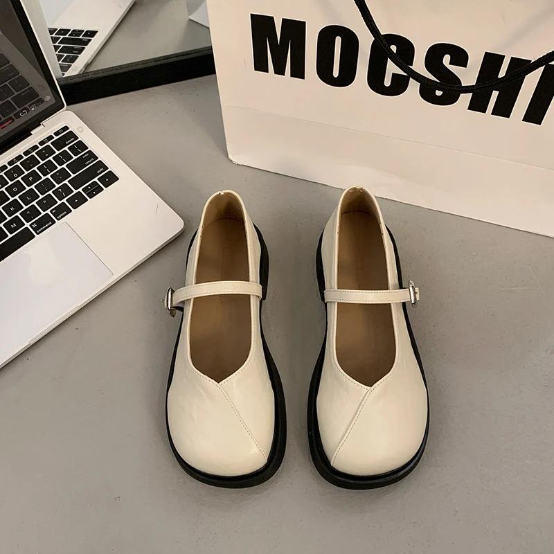 Fashion Womens Loafers Shoes Clogs Platform Round Toe Casual Female Sneakers Flats Oxfords British Style Autumn Shallow Mouth Slip-on Cr