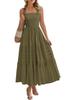 2026 European Summer Beach Pleated A-line Strappy Dress with Pockets