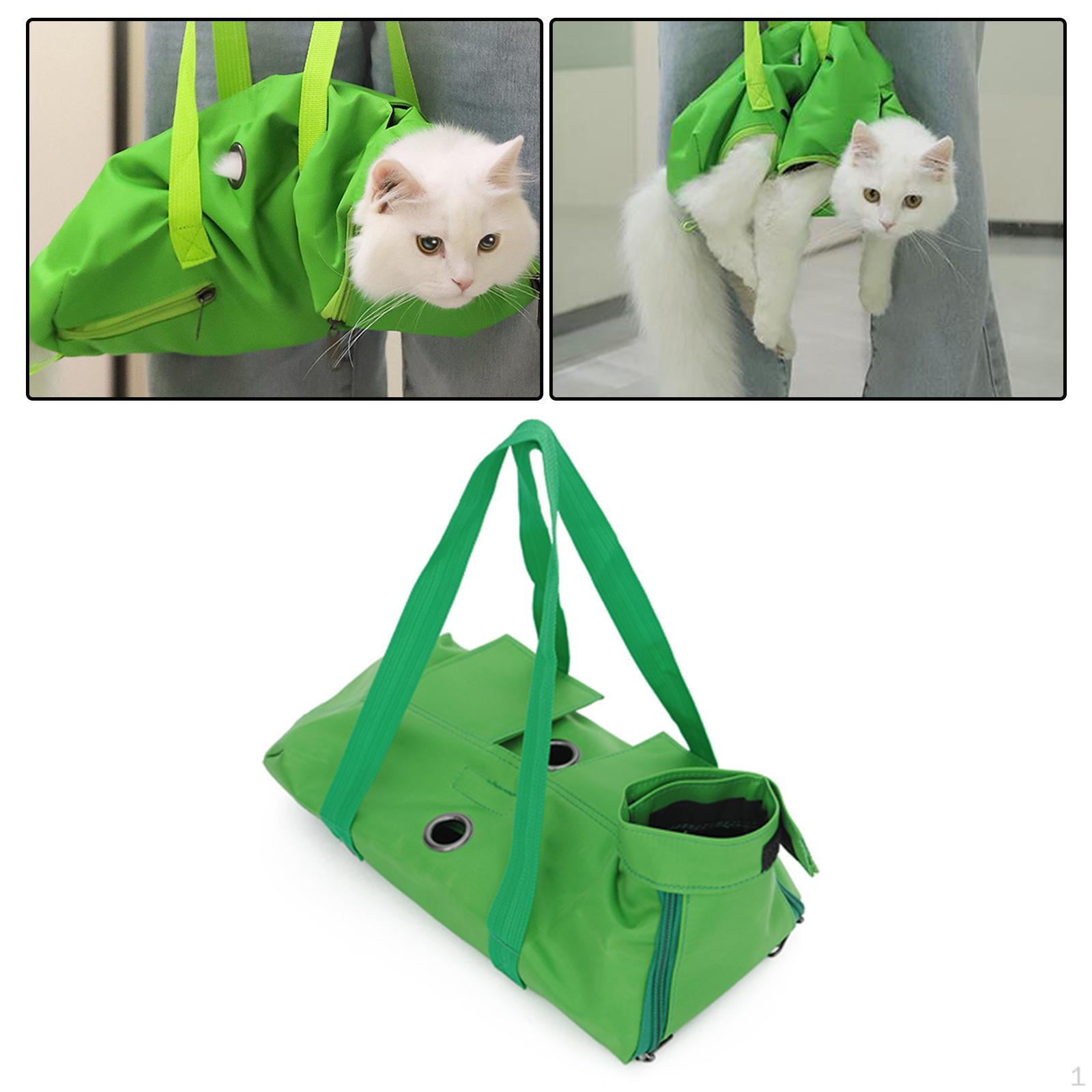 

Cat Grooming Restraint Bag, Adjustable 600 Cloth Breathable Carrying Bag for Nail Clipping Cleaning 55x27cm