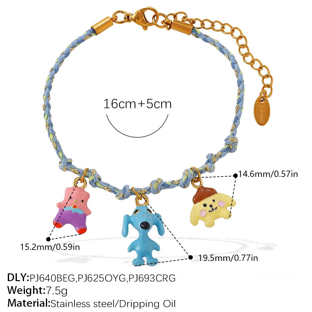 DIY Strandstil Buntes Seil Halsketten- & Armband-Set mit Meeres-Serie Edelstahl-Anhänger