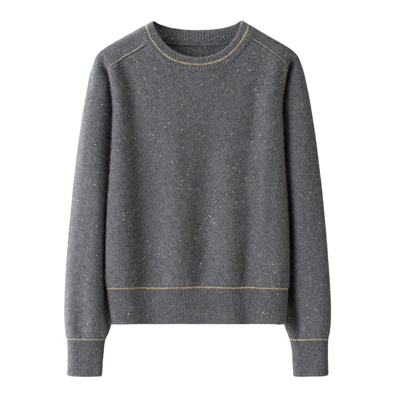 

Женский свитер из 100% чистого кашемира с круглым вырезом - Свободный, Теплый, Утепленный для зимы XL серый