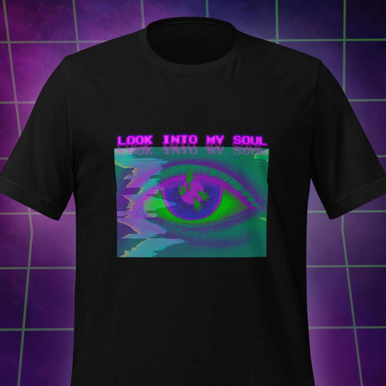 Cyberpunk Shirt Neon Scifi Shirt Vaporwave Futuristic Clothing Weird Shirt Dreamcore Weirdcore Shirt Glitch Alt Trippy Rave Graphic T-Shirt S