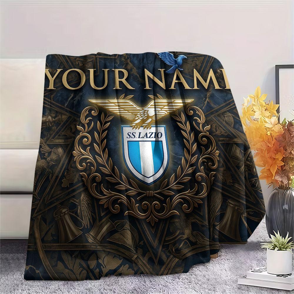 Custom Name,SS Lazio Printed Flannel Blanket, Soft Throw for Bedroom Sofa, Washable, Christmas Present, Great Gift.