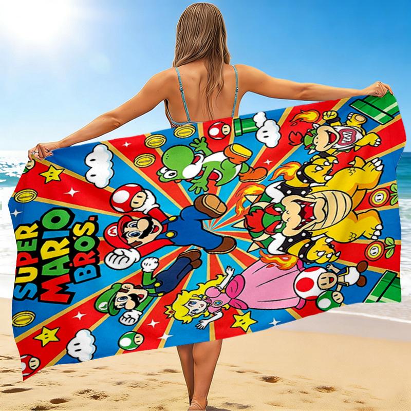 1Pc Super Mario Bros Adventure Beach Towel, Quick Dry, Multi-Use for Beach Pool Gym Yoga Home Travel, Christmas, Halloween, Xmas Gift M928278