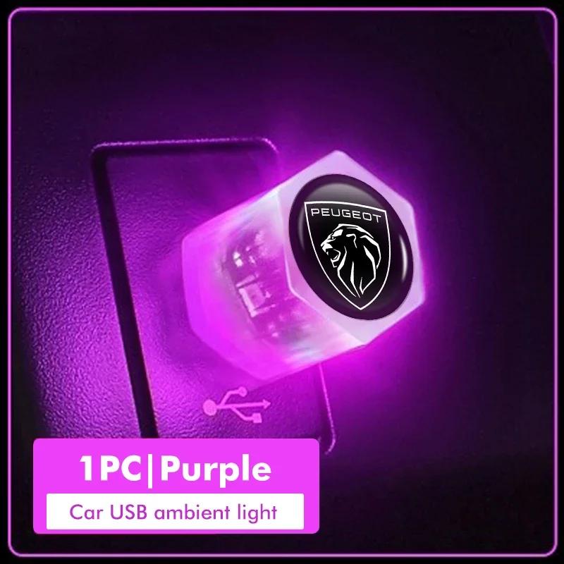 

Car Sticker 2025 Hot For Peugeot Car Mini USB LED Auto PC Computer Portable Light Plug Play 206 207 208 107 106 205 4008 301 607