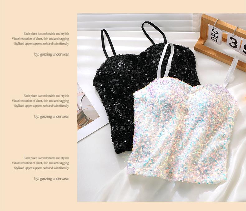 European Style Colorful Sequin Slim-Fit Bandage Camisole Vest for Women