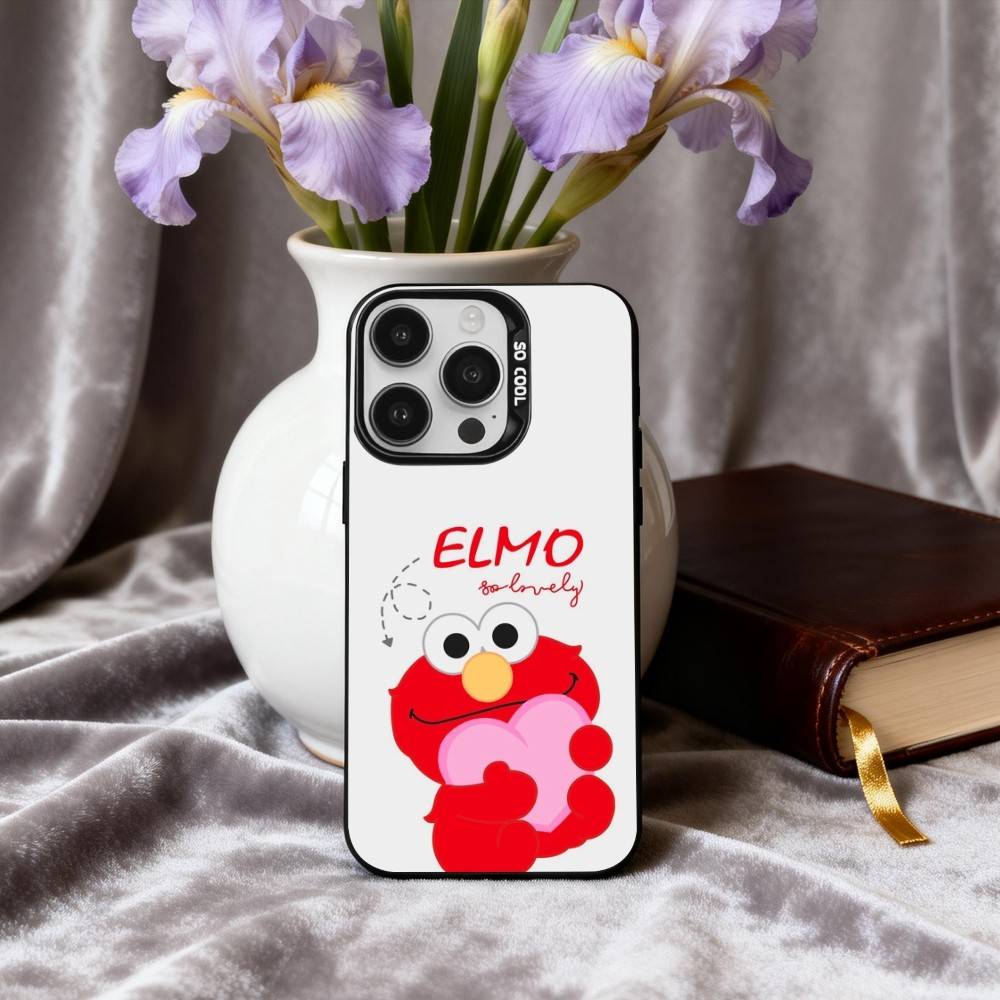 C-Cartoon R-Red cute A-Elmo-O  Phone Case For iPhone17,16,15,14,13,12,11 Plus,Pro Max Black Candy silver phone case