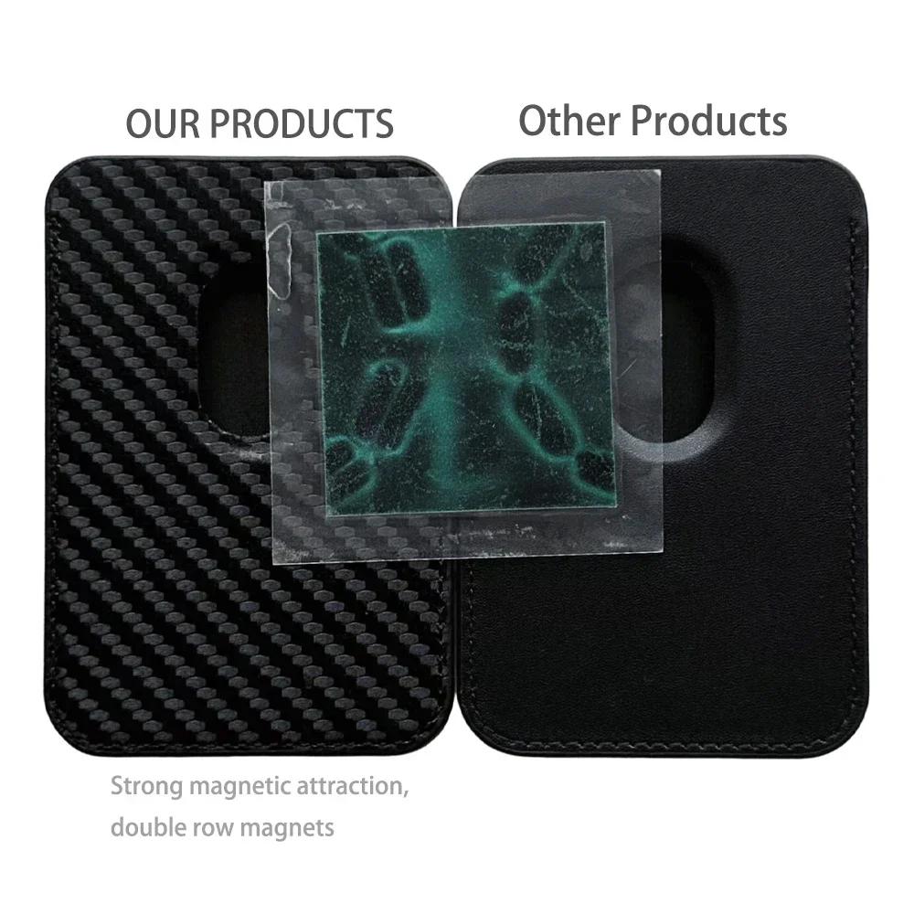 Porte-cartes de luxe Business Sle Bla Type Magnétique Fort Cuir Saffiano pour Iphone 17 16 15 14 MagSafe Portefeuille en Fibre de Carbone Téléphone