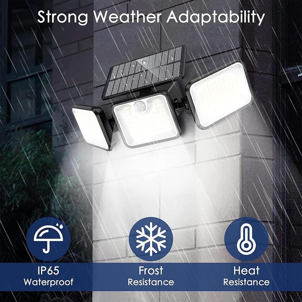 2 Pack 180 LED Solar Flood Lights Outdoor,Motion Sensor Outdoor Lights,IP65 Waterproof,3 Adjustable Heads Outdoor Solar Lights,Solar Lights for