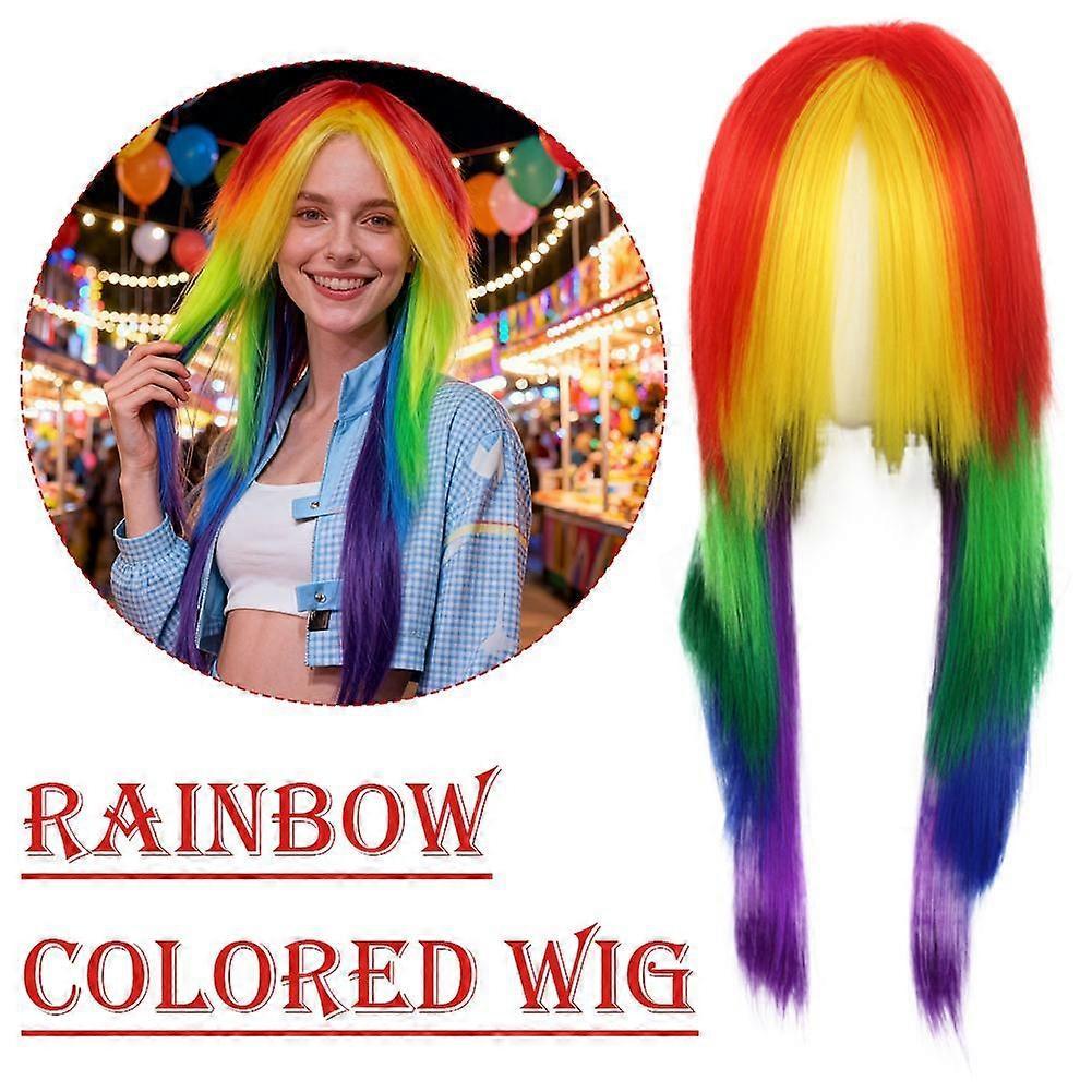 Pelucas Multicolor para Mujeres y Hombres Cosplay de Anime Disfraz de Halloween Navidad
