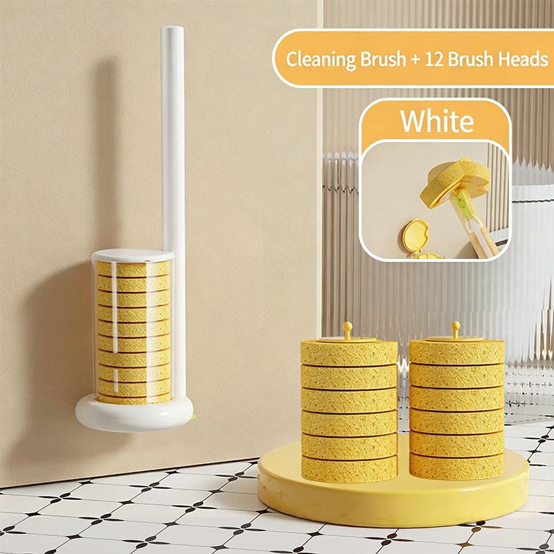 Disposable Toilet Brush Kit with Removable Heads for Bathroom Germ-Free and Efficient Strain-Free Cleaning