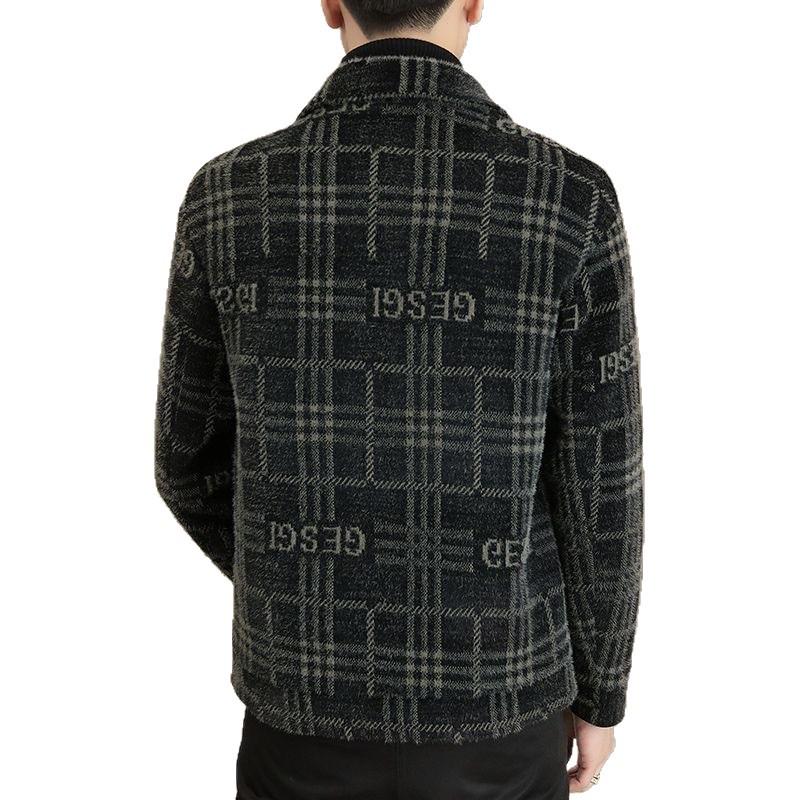 Herren Dicke Woll-Windbreaker-Jacke - Schwarz (Frühling/Herbst/Winter)