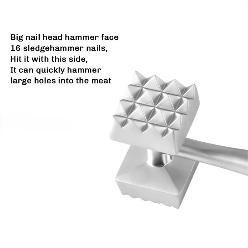Doppelseitiger Fleischklopfer aus Edelstahl Zartmacher Komfortgriff für Steak, Rindfleisch und Hähnchen