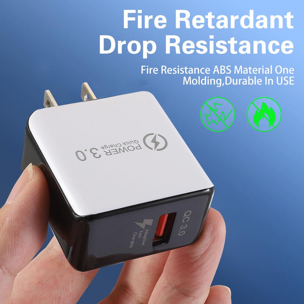 3A QC3.0 Fast Charger - 5V/9V/12V Mobile Phone Travel Adapter