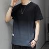 Gradient American Retro Loose T-shirts Summer New Casual Round Neck Men's Clothing Short Sleeve Fashion Patch Designs Pullovers