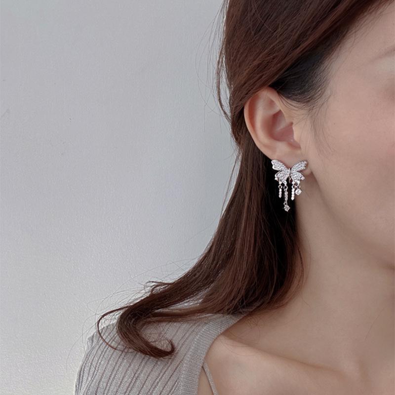 Super Shiny Zirconia Butterfly Tassel Ear Cuffs: Exquisite, Personalized, Versatile Earrings for Women