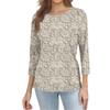 Damenmode Lässig Dreiviertelärmel Blumenmuster Rundhals Oberteil