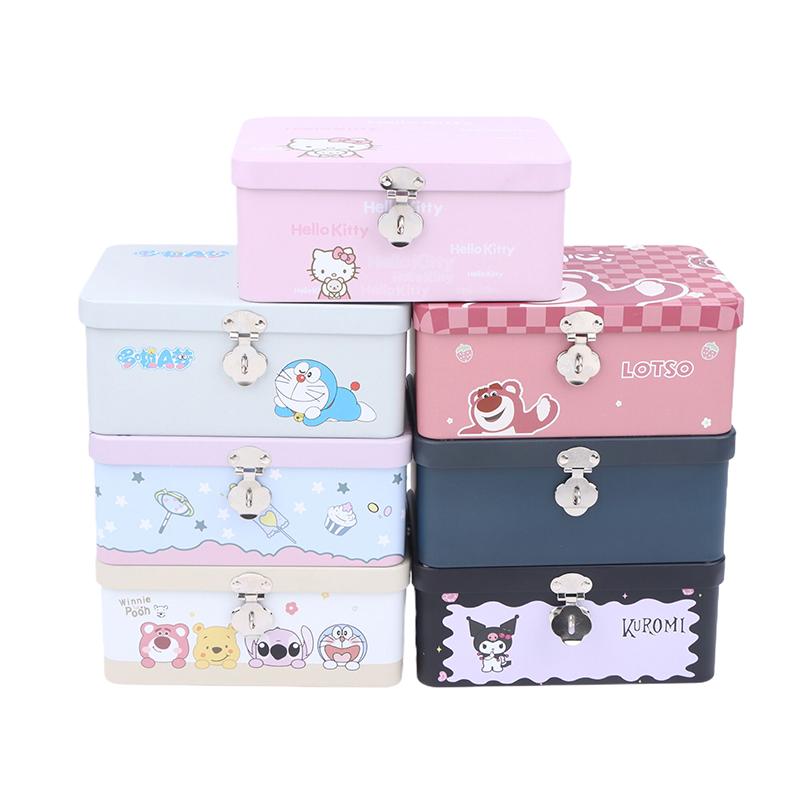 1Pc Lockable Storage Box Desktop Home Use Tinplate Can Money Box For Kids Waterproof Portable Secret Safe Box