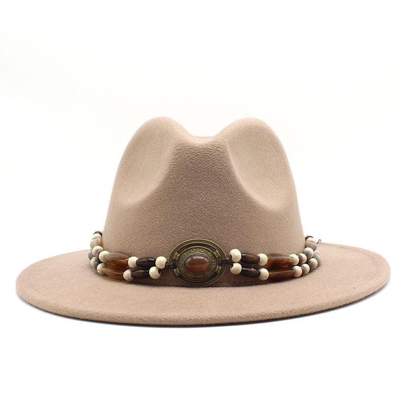 Big Eaves Wool Jazz Top Hat Women'S Casual Big Edge Felt Hat Men'S Jazz Hat 9.5Cm