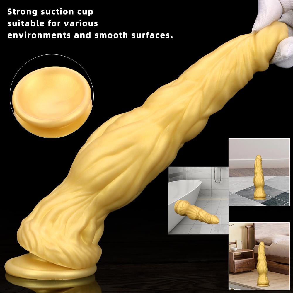 Zlatá silikonová měkká masturbační hůl Sexuální hračky simulační dildo Pussy Erotic Appliances