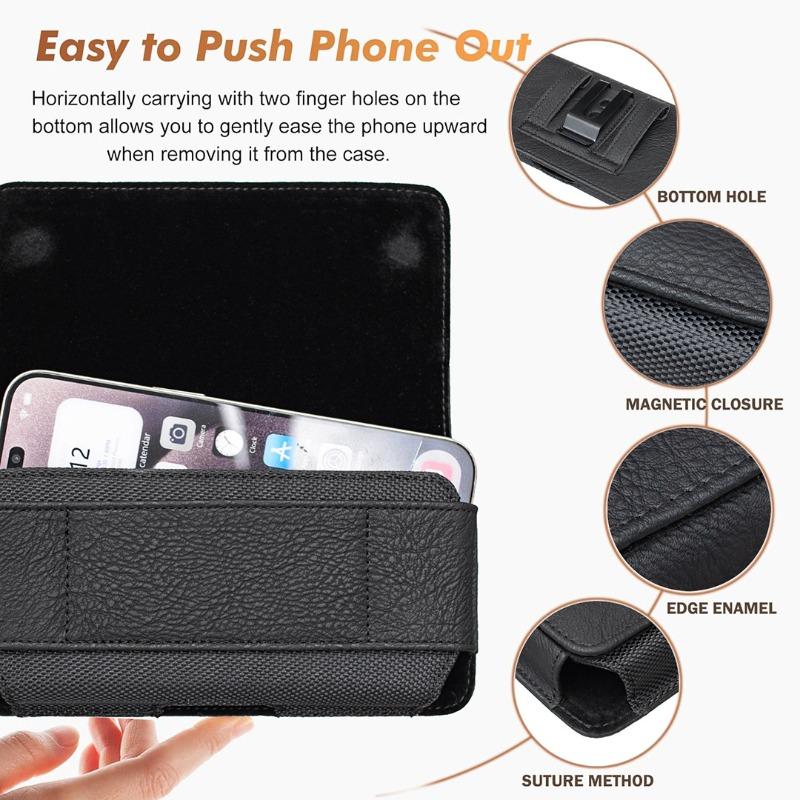 Suitable for Black Brown Mobile Phone Fanny Pack 5.5-6 Inch Card Model, Men's Waist Leather Case