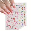 Tropical Elegance Nail Art: 5D Embossed Stickers - Glossy Self-Adhesive Starfish & Seashell Decals